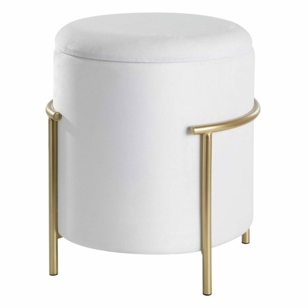 Пуф MASHIKE EGLO 424135, круглый, металлический каркас, обивка из полиэстера, белый/золотой