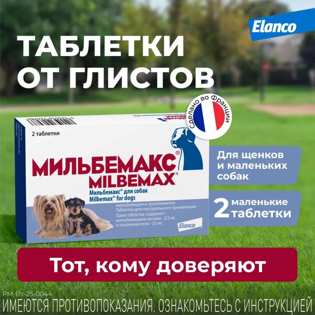Мильбемакс (Elanco), таблетки от гельминтов для щенков и маленьких собак – 2 таблетки
