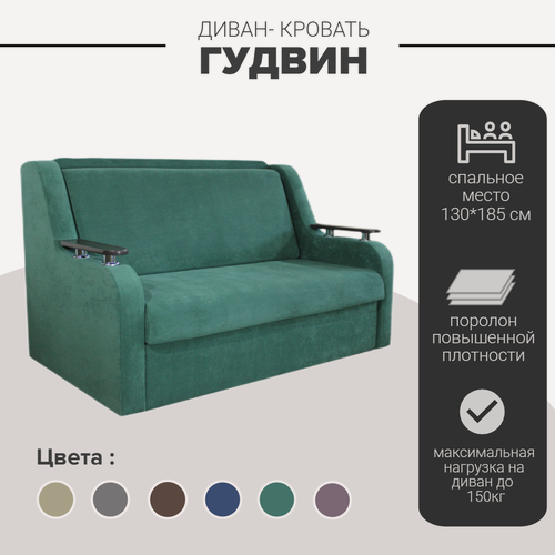 Изображение товара Диван раскладной Диван выкатной двухместный Диван кровать мягкая мебель 130*185 Зеленый