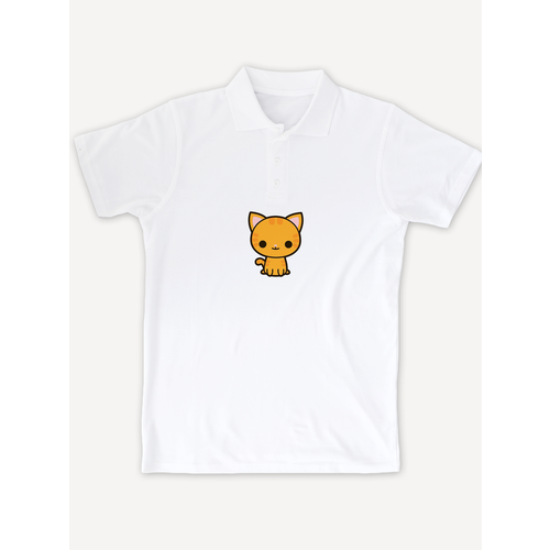фото Поло printhan футболка-поло с принтом котик унисекс, белая, размер s (46), белый