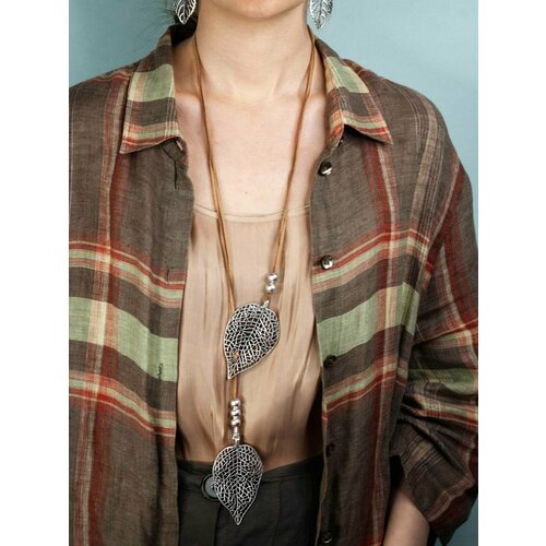 Колье Svetti длина 53 см серебряный коричневый серый 1990₽