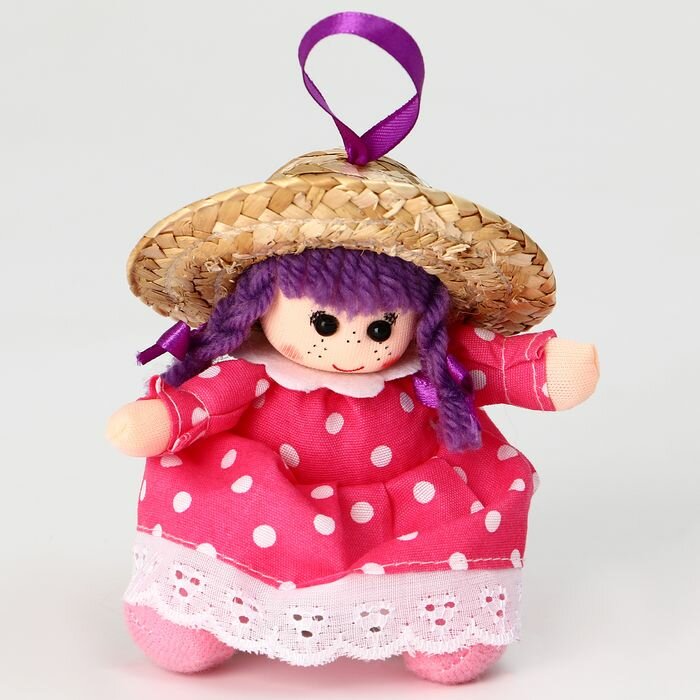 Мягкая игрушка "Кукла" в розовом платье, на подвесе, 10 см