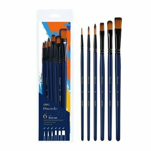 Набор кистей Finenolo мягкая синтетика 6 шт круглые 4 6 8 плоские 4 8 овальная 6 550₽