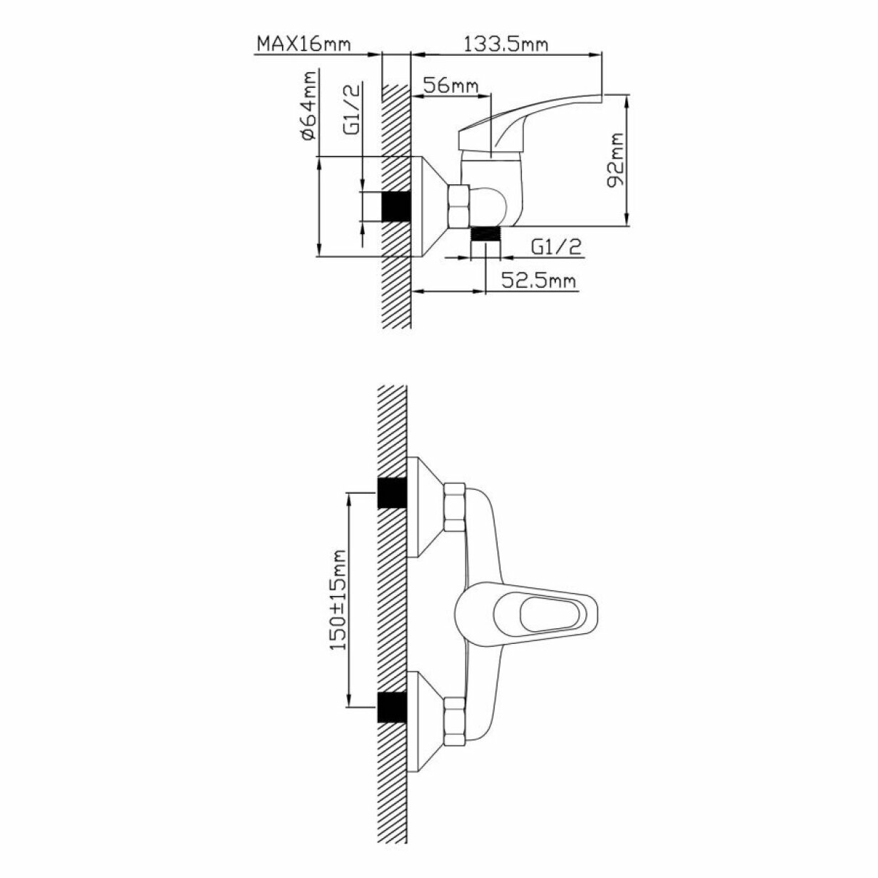 Смеситель для душа хром AV Engineering серия URS (AVURS5-A120-220) — фото 1