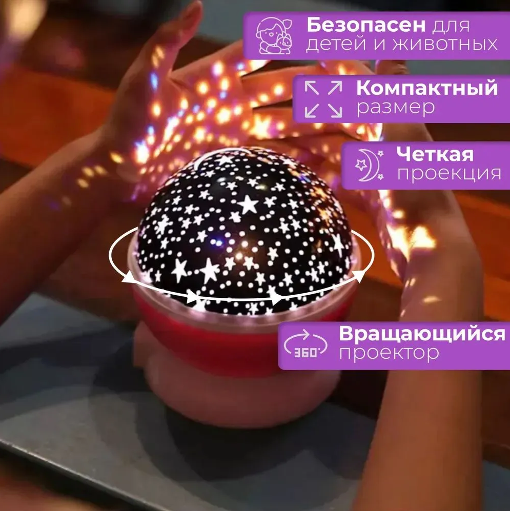 Лампа-ночник звёздное небо Star master, фиолетовый — фото 1