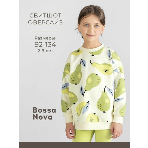фото Свитшот bossa nova, размер р.104, молочный/зеленый