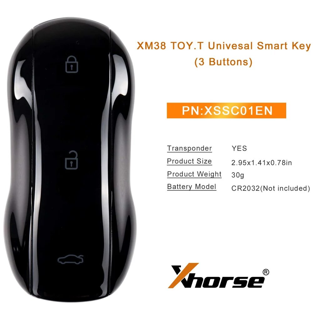 Xhorse XSSC01EN XM38 TOY.T Универсальный смарт-ключ в стиле суперкар, глянцевый черный цвет, 3 кнопки, 1pieces