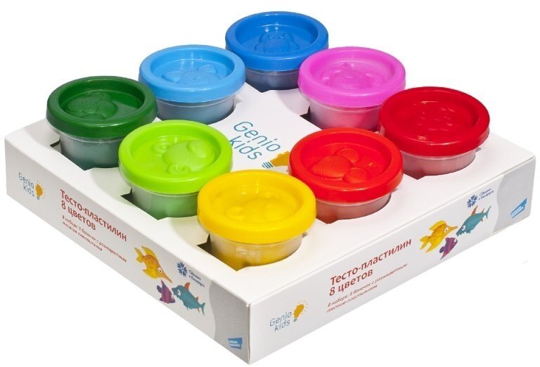 Тесто-пластилин, 8 цветов, набор для лепки Genio Kids TA1045