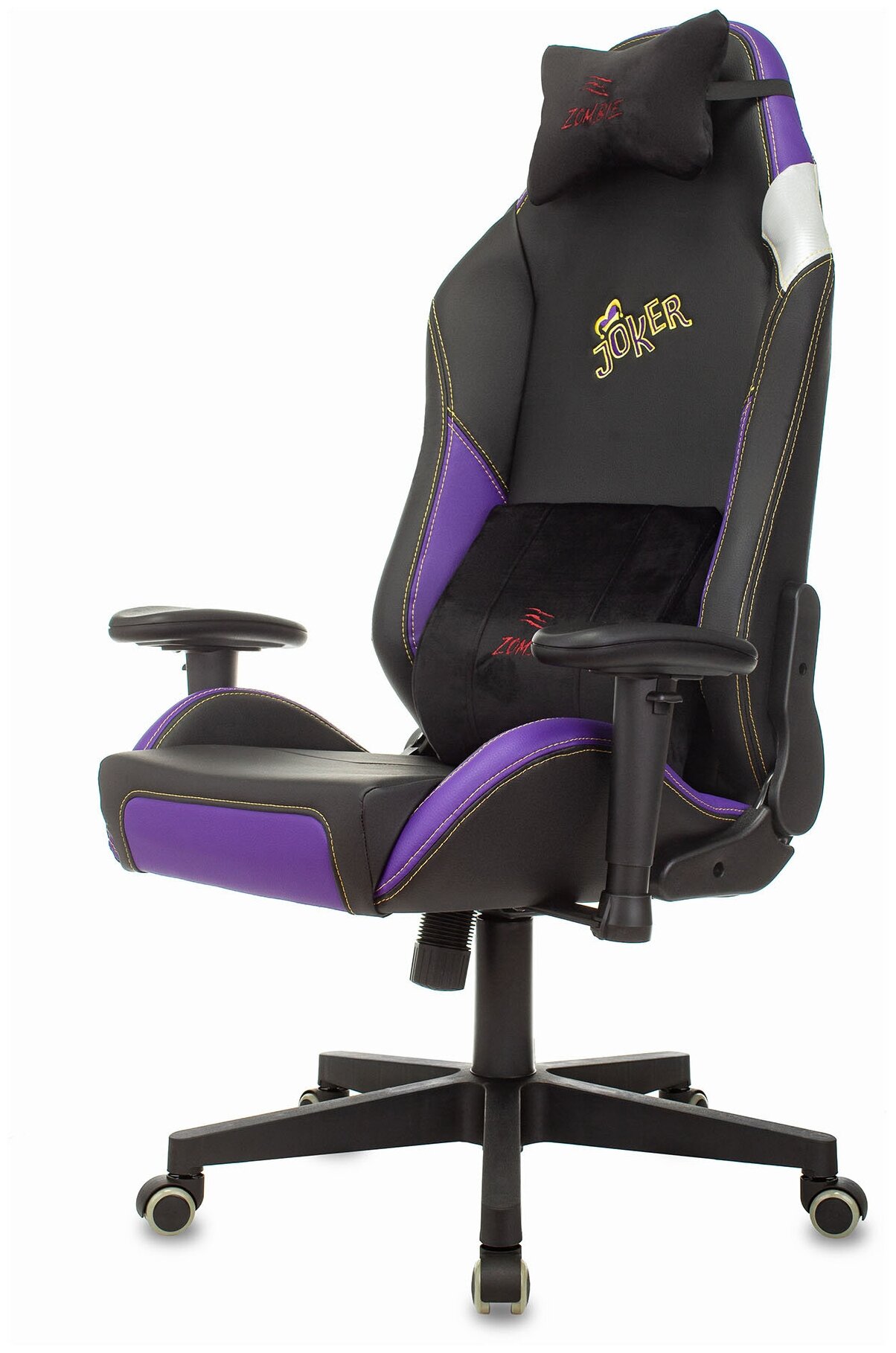 Кресло игровое Zombie HERO JOKER PRO черный/фиолетовый эко.кожа с подголововником крестовина пластик - фотография № 6
