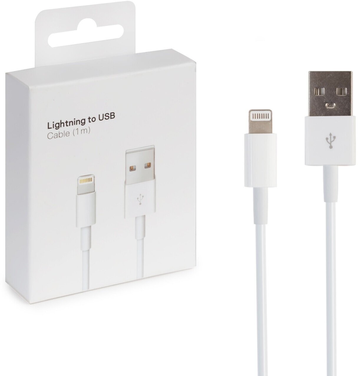 Кабель USB (M)- Lightning (M), 1 м, 1 шт, белый