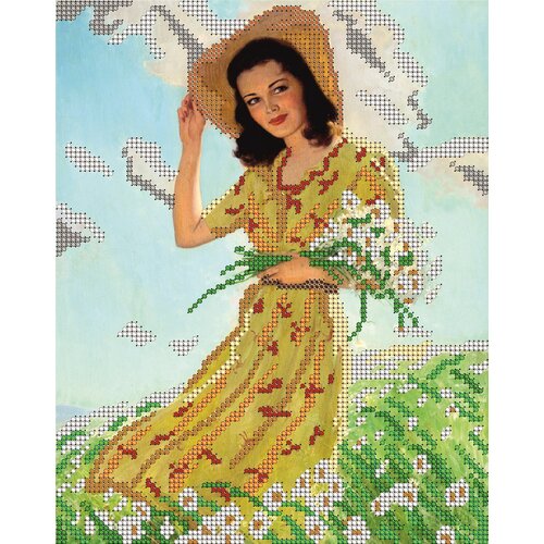 Набор для вышивания чешским бисером Светлица картина Девушка с ромашками 19*24см