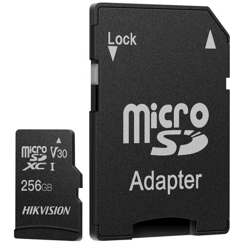 Карта памяти microSDXC V30 Hikvision C1 256 ГБ, 92 МБ/с, Class 10, HS-TF-C1(STD)/256G/Adapter, 1 шт флеш карта microsdxc 64gb class10 hikvision hs tf c1 std 64g zaz01x00 od w o adapter