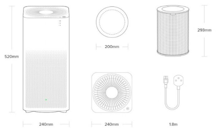 Очиститель воздуха Xiaomi Mi Air Purifier 2H (FJY4026GL), белый фото 8