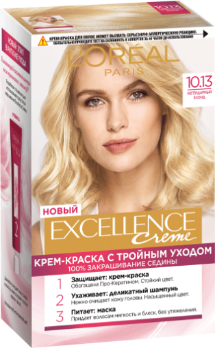 Крем-краска для волос LOreal Paris Excellence Creme легендарный блонд 10.13, 192мл