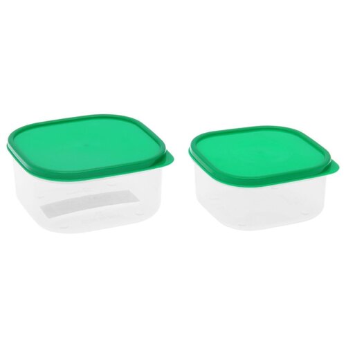 фото Доляна набор контейнеров 1333874/1333875, зеленый/прозрачный