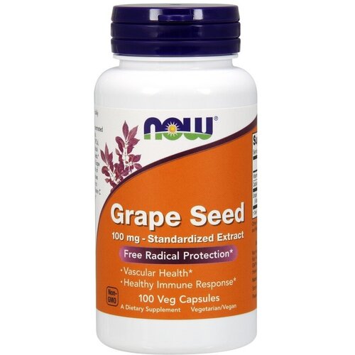 NOW Grape Seed 100 mg (100 вегетарианских капсул) amazing herbs black seed original plain 100 вегетарианских капсул