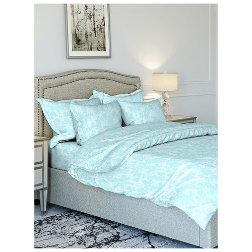фото Комплект постельного белья "текстильная лавка" семейный поплин ампир голубой
