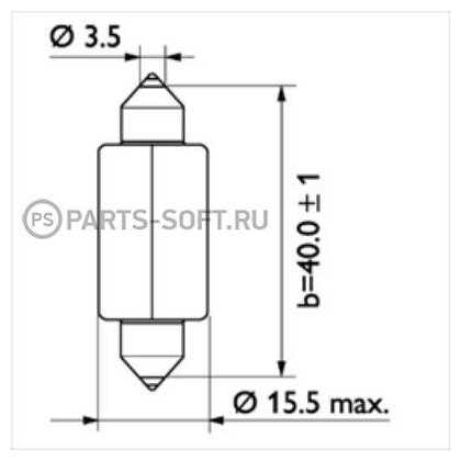 Лампа накаливания Festoon T15x43 24V 15W SV8,5 CP PHILIPS 13850CP | цена за 1 шт