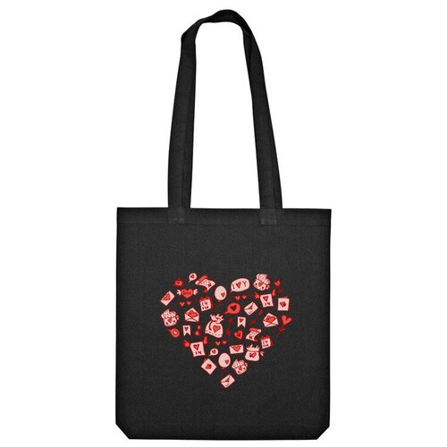 Сумка шоппер Us Basic, черный сумка сердце из дудл элементов в красных цветах серый