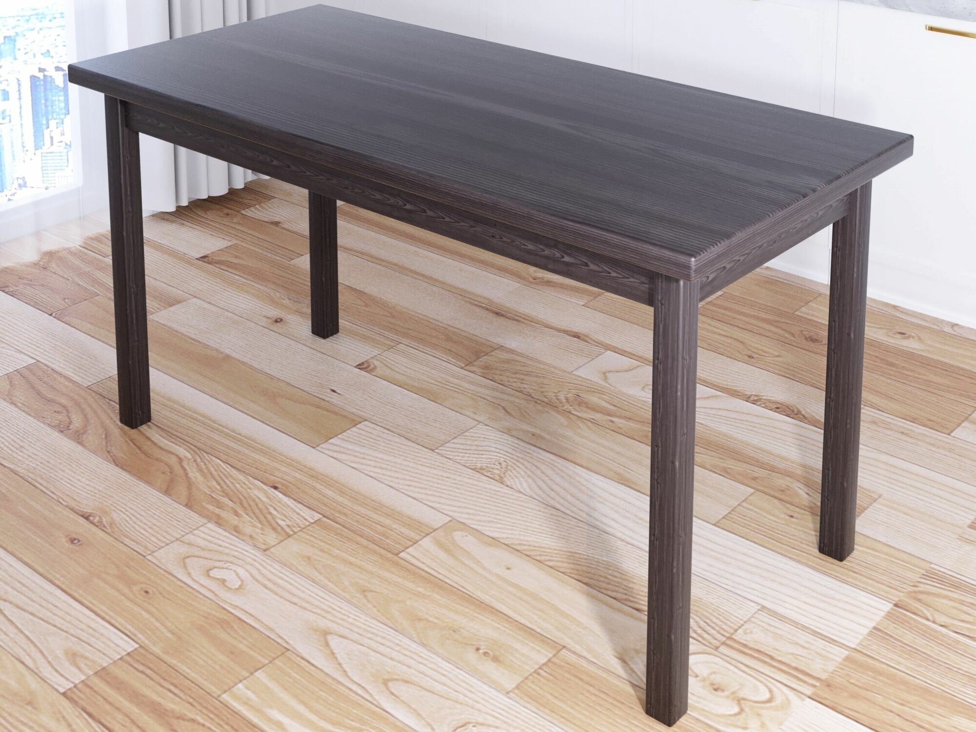 Стол кухонный Классика из массива сосны, столешница 40 мм и ножки цвета венге, 130х80х75 см