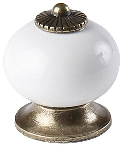 Ручка-кнопка LARVIJ L4. knob01WH 35мм белый/античная бронза
