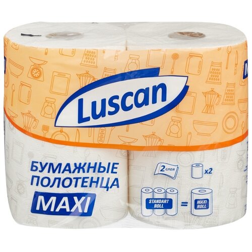 фото Полотенца бумажные luscan maxi 2 слоя, с тиснением, 2рул/уп