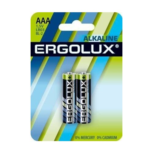 Элемент питания алкалиновый AAA/LR03 1.5В Alkaline BL-2 (блист.2шт) Ergolux 11743 батарейки удлинители и переходники ergolux батарейка alkaline lr03 box40