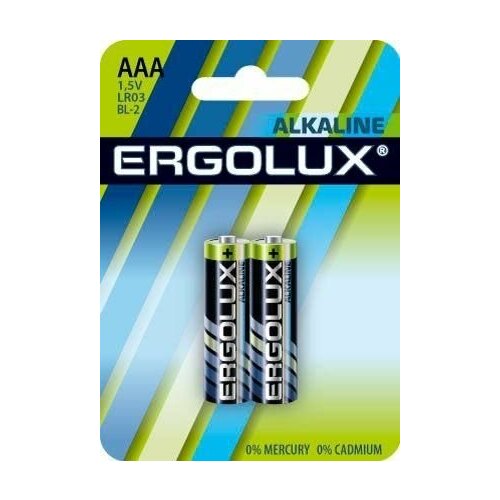 Элемент питания алкалиновый AAA/LR03 1.5В Alkaline BL-2 (блист.2шт) Ergolux 11743