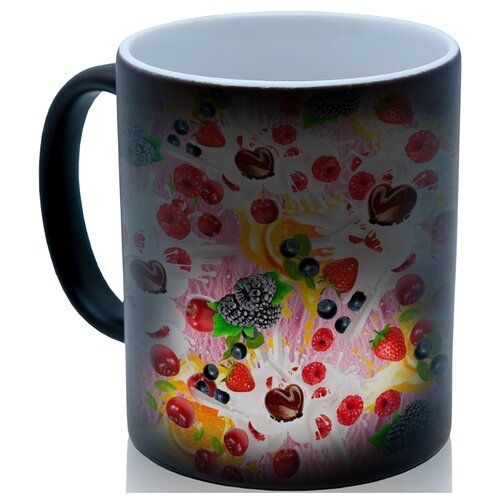 фото Кружка хамелеон молоко и фрукты, прикольный подарок drabs