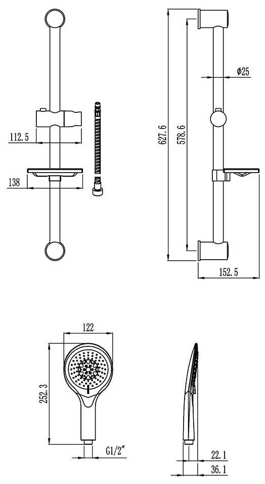 душевой комплект voda vss627 - фото №3