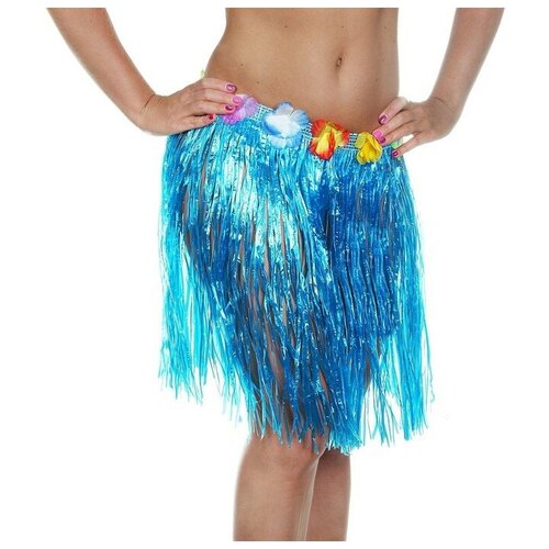 Гавайская юбка, цвет синий длинная цветная гавайская юбка 80см 650