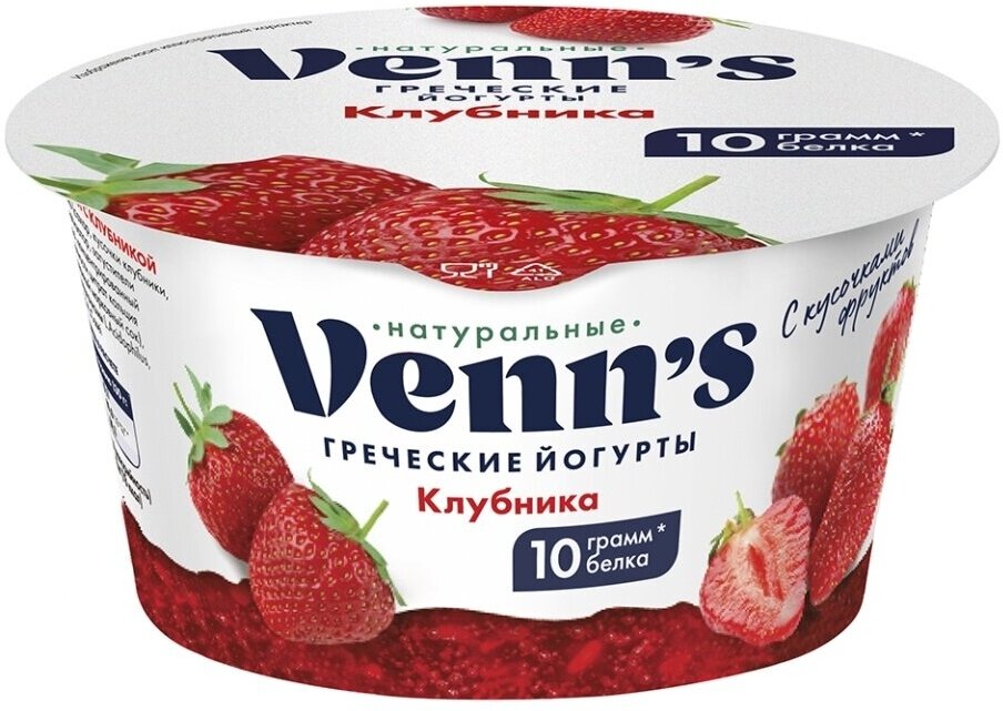 Йогурт "Греческий" обезжиренный с клубникой Venn`s 0.1 %