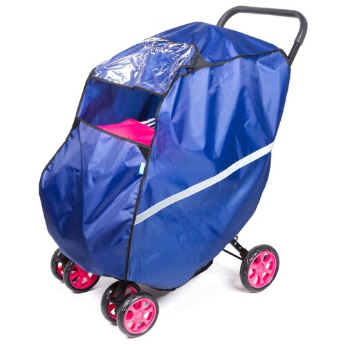фото Дождевик для прогулочной коляски из ткани синяя teggy