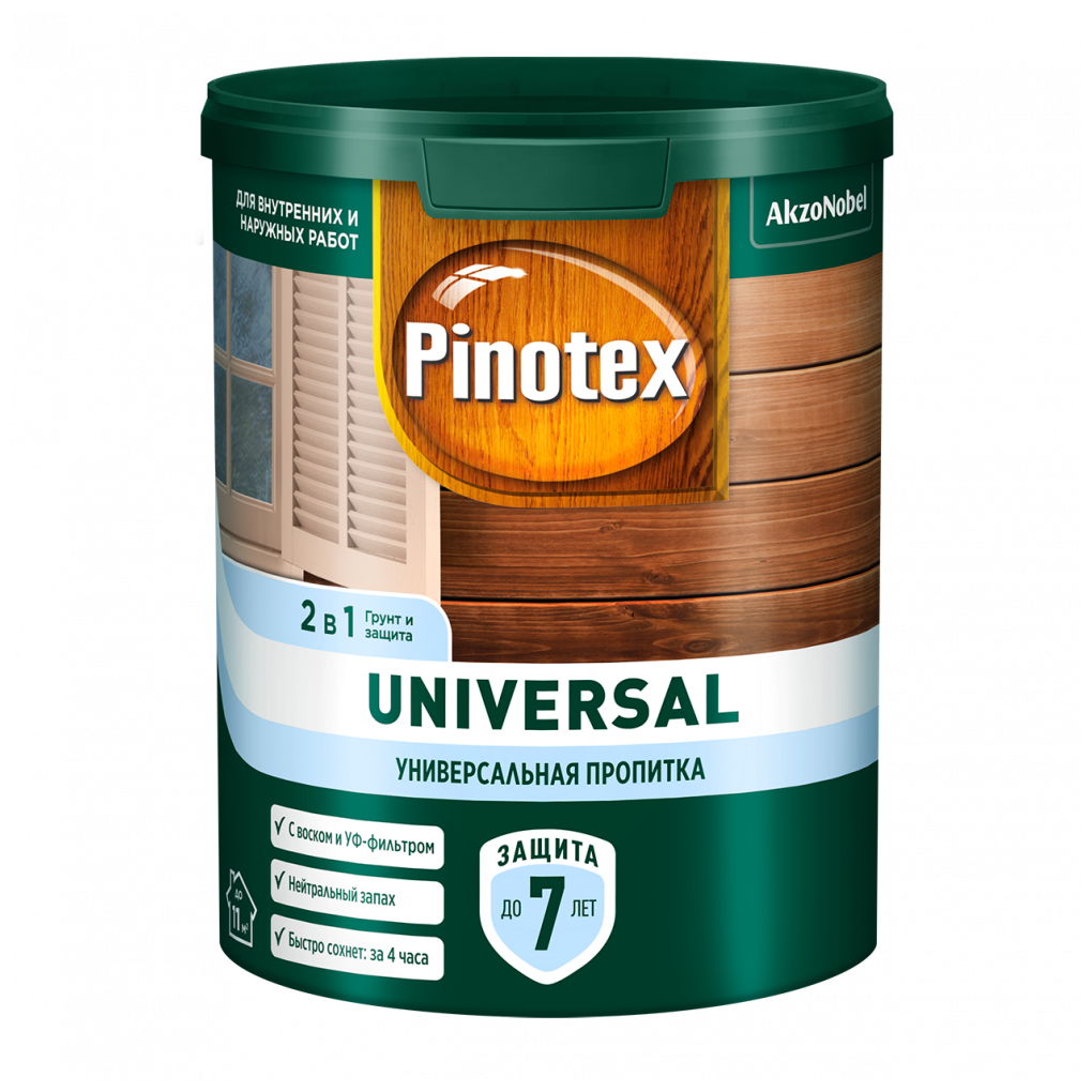 Пропитка 2 в 1 Pinotex UNIVERSAL карельская сосна, 2,5 л 5620687 - фотография № 1