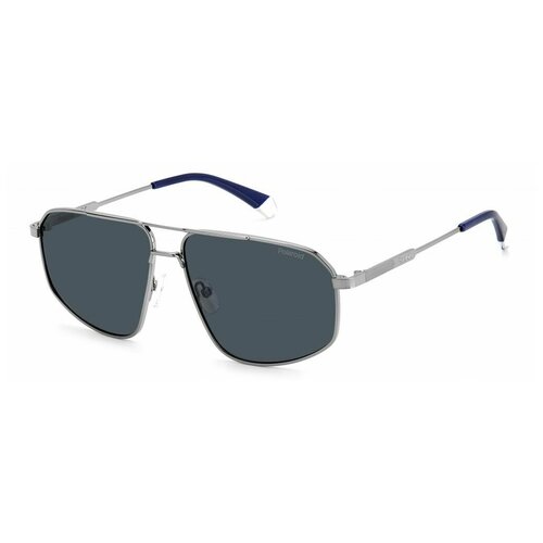 фото Солнцезащитные очки polaroid, авиаторы, оправа: металл, с защитой от уф, поляризационные, серебряный