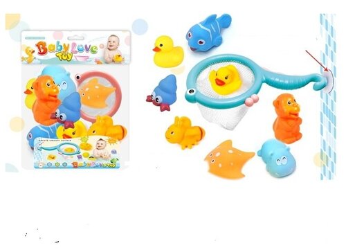 Игрушки для детей, для купания набор сачок , 6 животных
