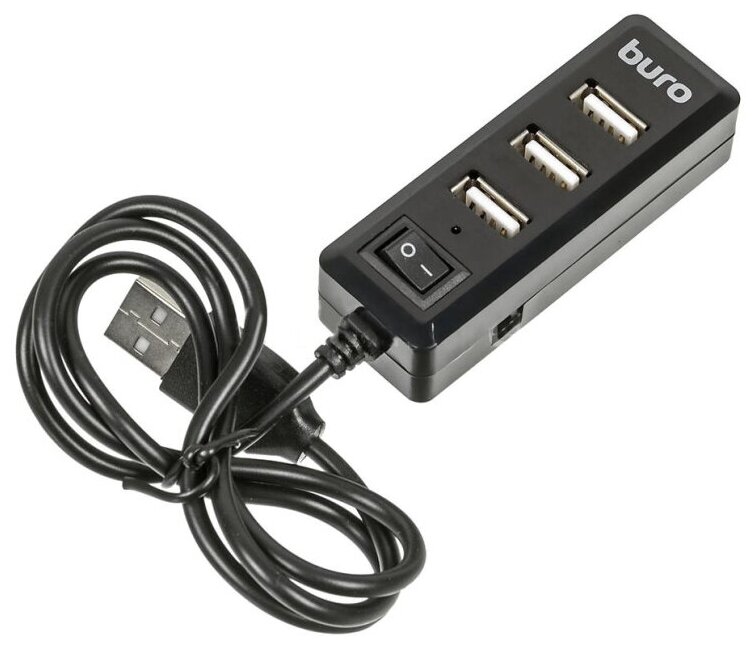 Разветвитель USB 2.0 Buro BU-HUB4-0.5L-U2.0 4порт. черный 1597909