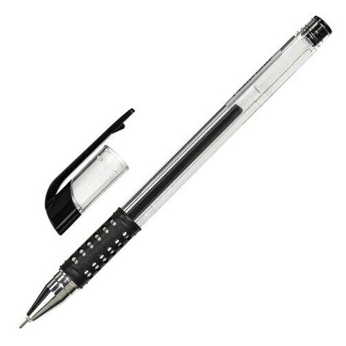Ручка гелевая с грипом STAFF Basic Needle GP-679, черная, игольчатый узел 0,5 мм, линия письма 0,35 мм, 143679