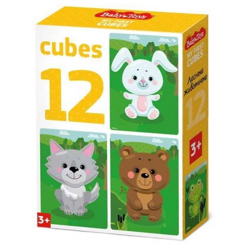 Развивающая игрушка Baby Toys Лесные животные 03538, 12 дет. кубики 12 шт лесные животные 03538