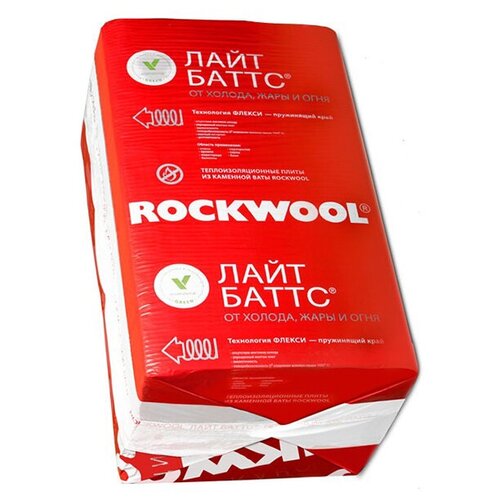 Rockwool Лайт Баттс (1000*600*50) 10плит/6м2/0,3м3 утеплитель rockwool лайт баттс оптима 100мм 3м2