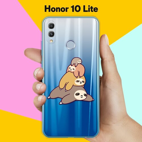 Силиконовый чехол 4 ленивца на Honor 10 Lite