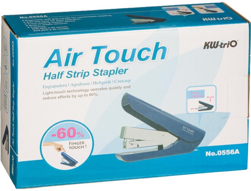 Степлер Kw-Trio Half strip Air touch 24/6 24/8 26/6 26/8 (40листов) белый 100скоб пластик - фото №5