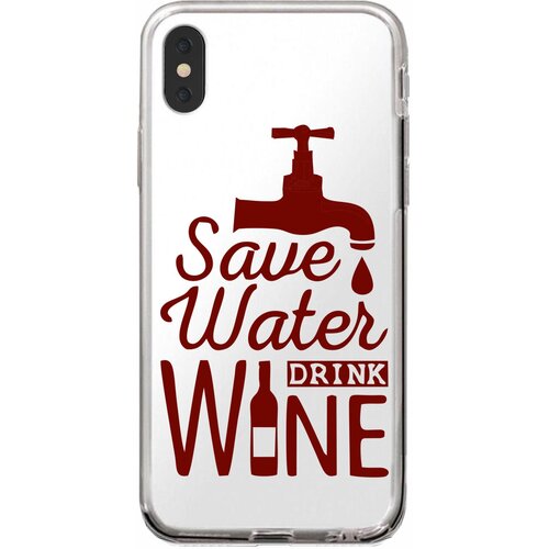 Силиконовый чехол Mcover для Apple iPhone X с рисунком Береги воду, пей вино силиконовый чехол mcover для huawei honor 9x с рисунком береги воду пей вино