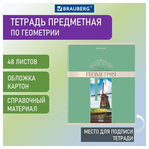 Тетрадь предметная DELIGHT 48 л. обложка картон геометрия клетка BRAUBERG, 20 шт