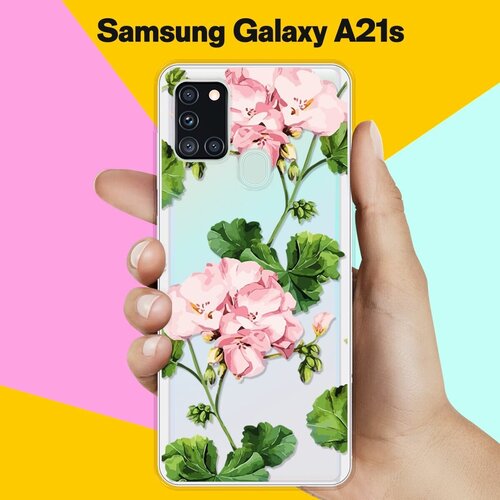 Силиконовый чехол Розовые цветы на Samsung Galaxy A21s силиконовый чехол на samsung galaxy a70 самсунг галакси а70 розовые цветочные уголки прозрачный