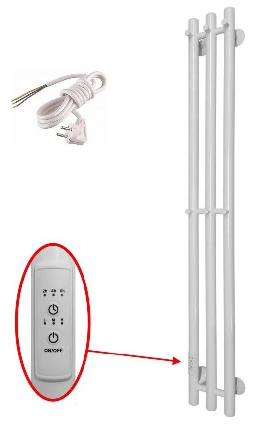 Полотенцесушитель электрический Маргроид INARO 1200х120 левый, скр.монтаж, белый матовый(RAL 9016) - фотография № 7