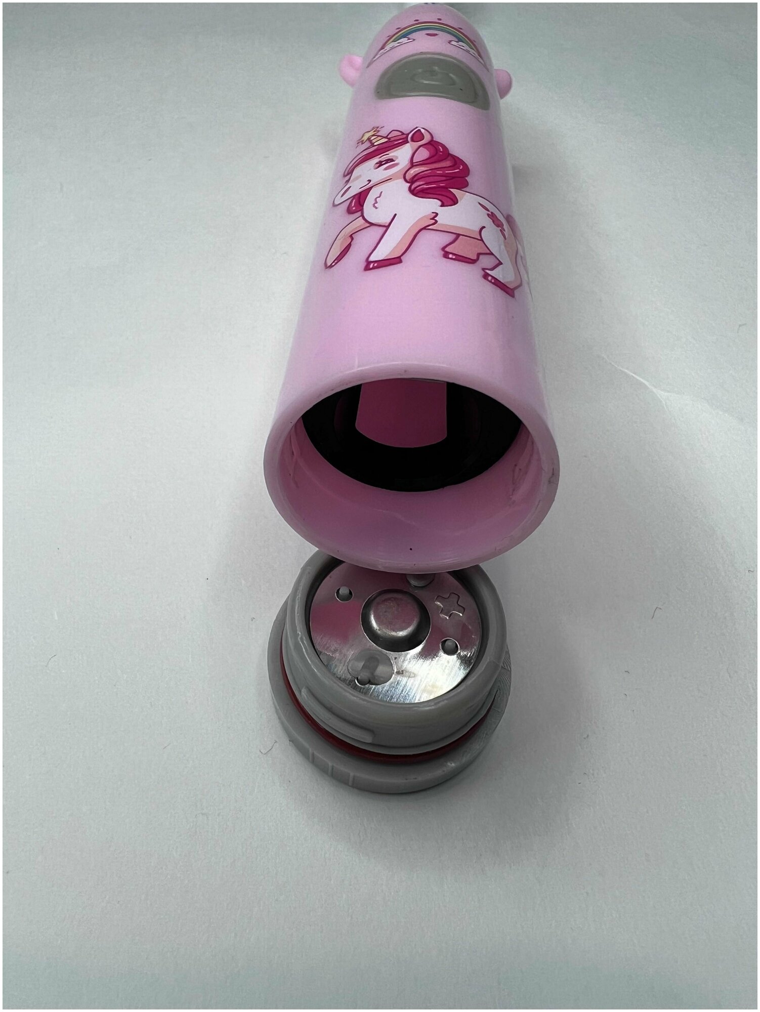 Электрическая зубная щетка детская, Розовая ультразвуковая электрощетка для детей от 3х лет на батарейке АА - фотография № 4