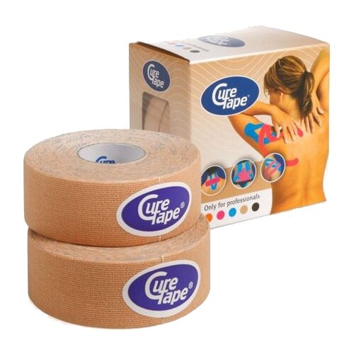 фото Тейп кинезиологический curetape neutral, 2,5 см x 5 м, уп. 2 шт, арт. 160288, телесный