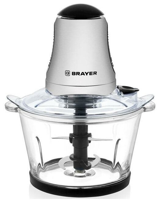 Измельчитель Brayer 1402BR 400 Вт, стекл.1,5 л,4 лезвия нерж, включ на крышке