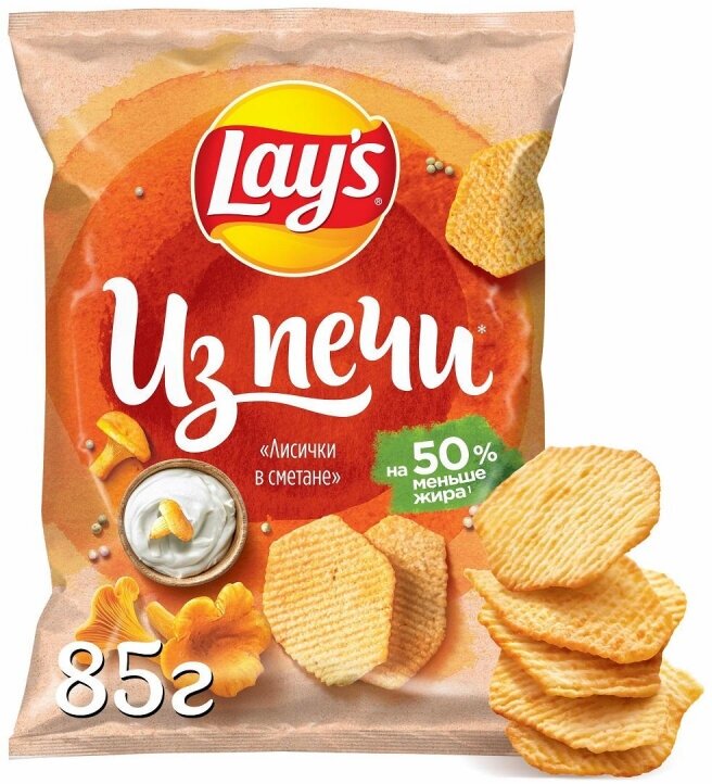 Чипсы Lays из печи лисички в сметане, 85г